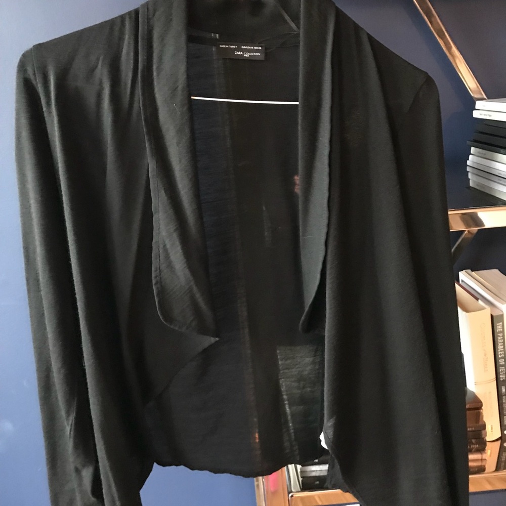 Zara basic black drape light weight jacket